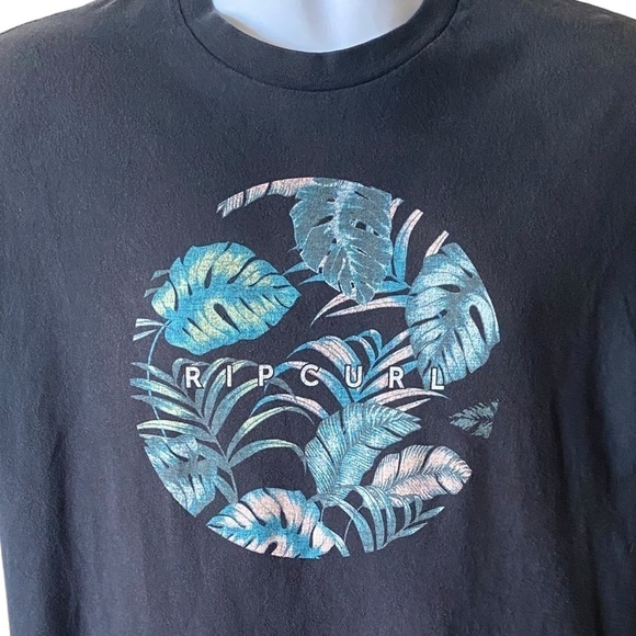 RIP CURL Surf Hawaiian Floral Logo Tee Shirt Men XL - Picture 2 of 5